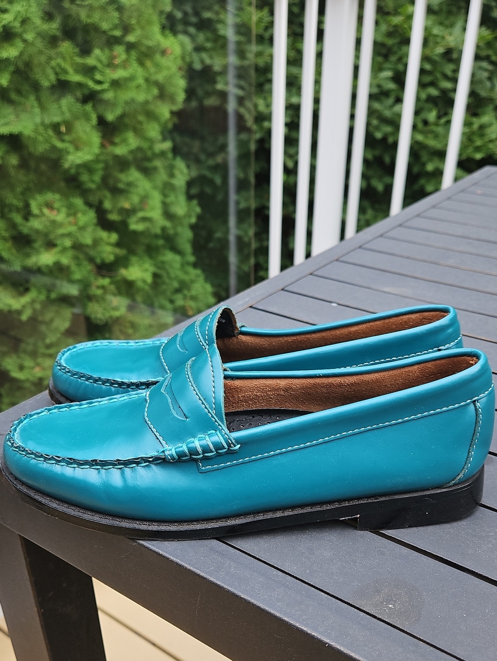 G.H. Bass & Co. Teal Leather Penny Loafers